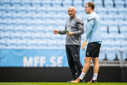 Målvaktstränare Jonnie Fedel och målvakt Johan Dahlin