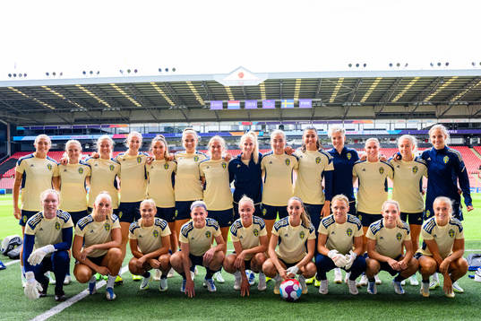 Players of Sweden pose for a group picture