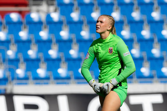 Goalkeeper Selma Panengstuen of Norway looks dejected