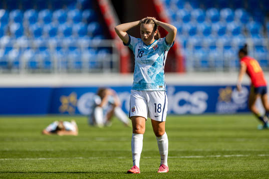 Casandra Lüthcke of Norway looks dejected