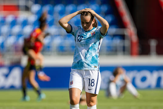Casandra Lüthcke of Norway looks dejected