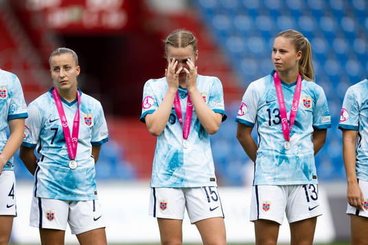 Stine Brekken, Oda Johansen and Maria Fink of Norway look