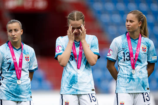 Stine Brekken, Oda Johansen and Maria Fink of Norway look