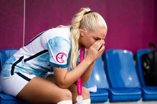 Cathinka Tandberg of Norway looks dejected
