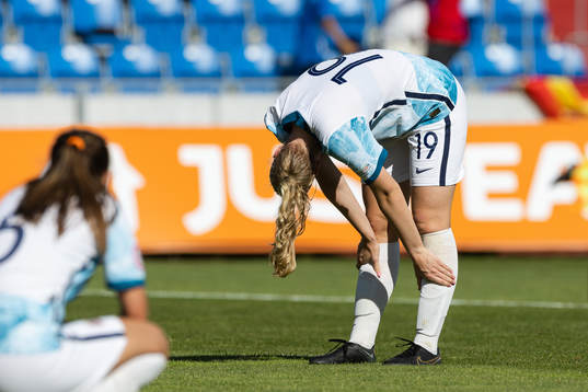 Synne Brønstad of Norway looks dejected