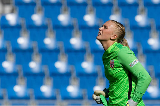 Goalkeeper Selma Panengstuen of Norway looks dejected