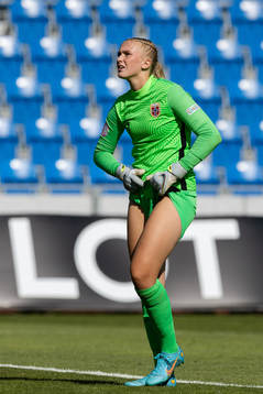 Goalkeeper Selma Panengstuen of Norway looks dejected