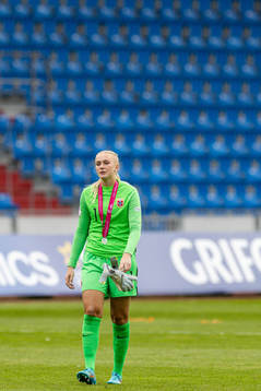 Goalkeeper Selma Panengstuen of Norway looks dejected