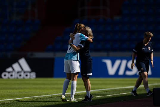 Iris Omarsdottir and Hege Riise, Head coach of Norway