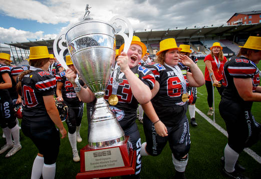 Carlstad Crusaders dam Frida Olsson-Granlund jublar