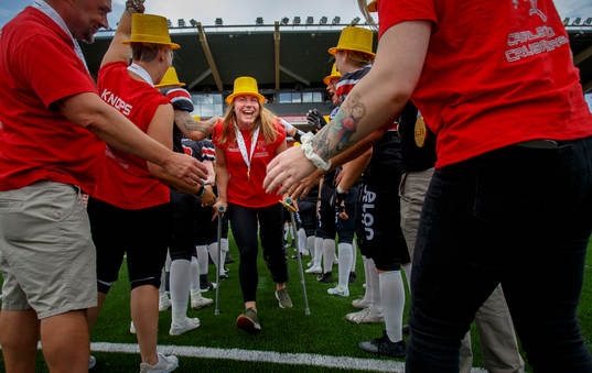 Carlstad Crusaders Moa Hansson jublar