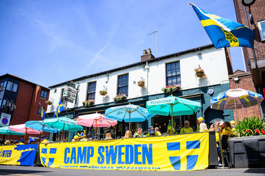 Camp Sweden gather sport Frog & Parrot in downtown Sheffield