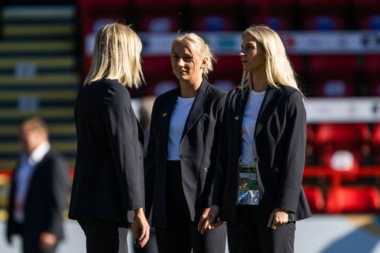 Stina Blackstenius and Sofia Jakobsson of Sweden