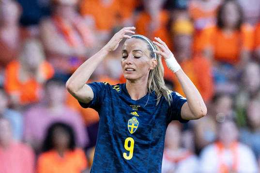 Kosovare Asllani of Sweden looks dejected