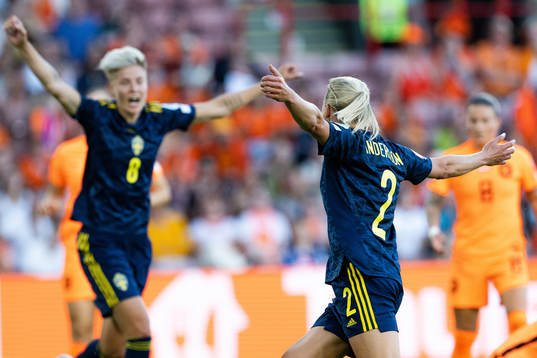 Jonna Andersson of Sweden celebrates the 0-1 goal