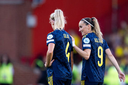 Hanna Glas and Kosovare Asllani of Sweden