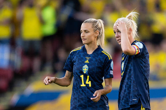 Nathalie Björn and Caroline Seger of Sweden