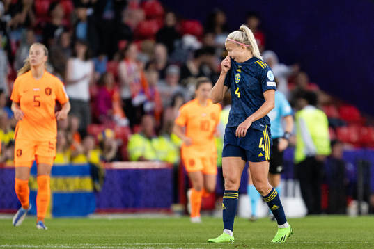 Hanna Glas of Sweden looks dejected
