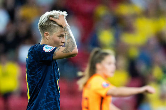 Lina Hurtig of Sweden looks dejected