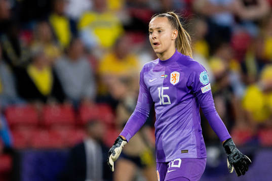 Goalkeeper Daphne Van Domselaar of Netherlands