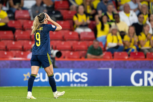 Kosovare Asllani of Sweden looks dejected