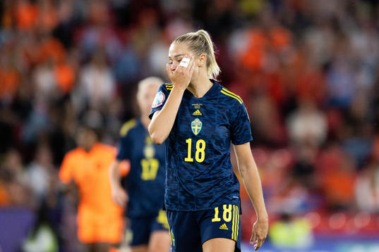 Fridolina Rolfö of Sweden looks dejected