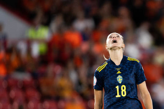 Fridolina Rolfö of Sweden looks dejected