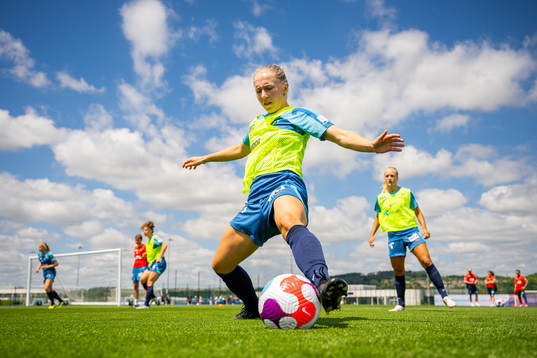 Thea Bjelde of the Norwegian national football team at a