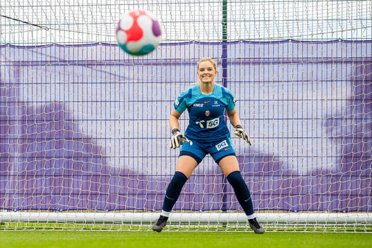 Goalkeeper Guro Pettersen of the Norwegian national