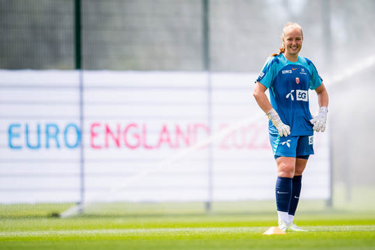 Goalkeeper Aurora Mikalsen of the Norwegian national