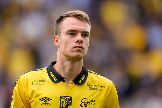 Elfsborgs Leo Väisänen vid lineup innan fotbollsmatchen i