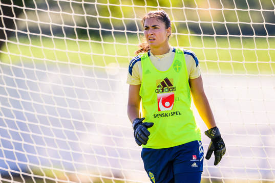 Goalkeeper Zecira Musovic of the Swedish national football