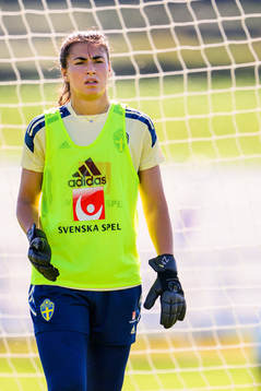 Goalkeeper Zecira Musovic of the Swedish national football