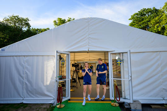 Kosovare Asllani and Fredrik Madestam, press officer of the