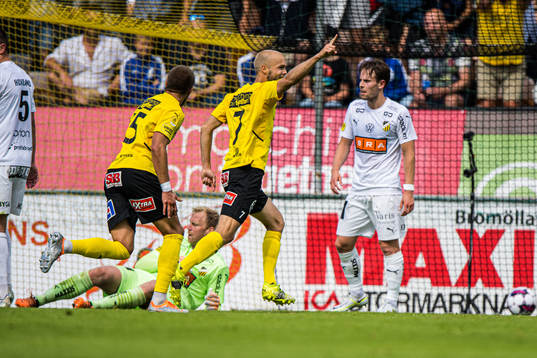 Mjällbys Viktor Gustafson jublar