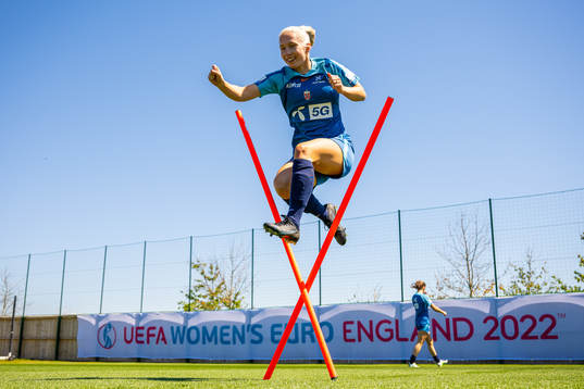Thea Bjelde of the Norwegian national football team at a