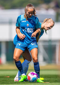 Guro Reiten and Ada Hegerberg of the Norwegian national
