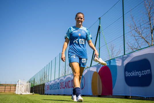 Maren Mjelde of the Norwegian national football team at a