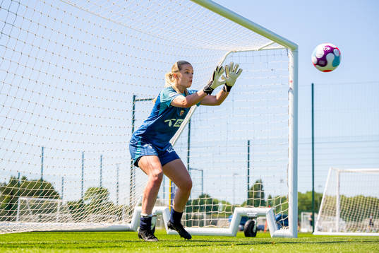 Goalkeeper Guro Pettersen of the Norwegian national