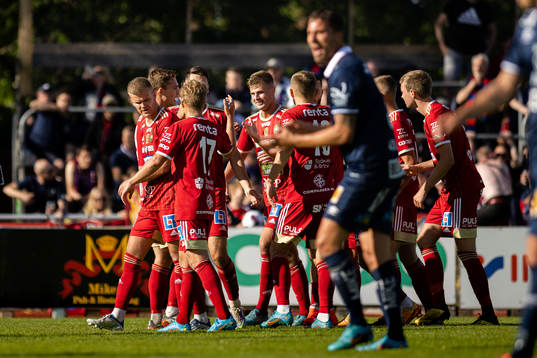 Skövde AIKs spelare jublar