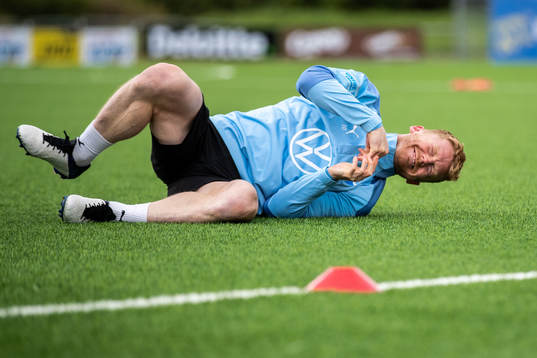 during a training session with Malmö FF