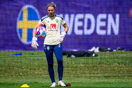 Goalkeeper Jennifer Falk of the Swedish women's national