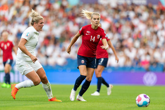 Millie Bright of England and Ada Hegerberg of Norway