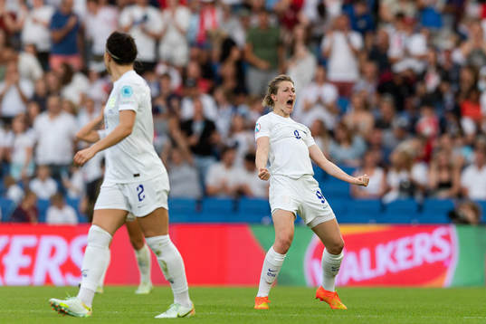 Ellen White of England celebrates the 3-0 goal