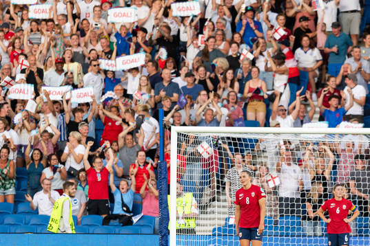 Vilde Bøe Risa and Maren Mjelde of Norway look dejected