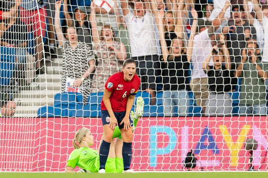 Maren Mjelde of Norway looks dejected