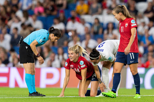 Ada Hegerberg of Norway in pain