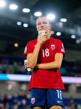 Frida Maanum of Norway looks dejected