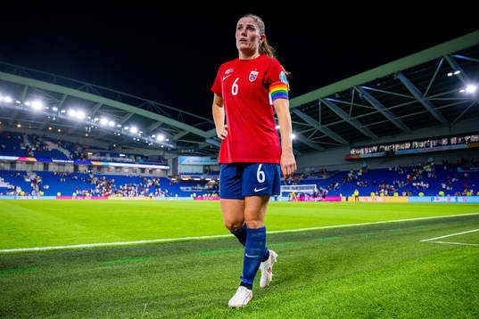 Maren Mjelde of Norway looks dejected