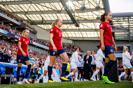 Ada Hegerberg, Julie Blakstad and Guro Reiten of Norway